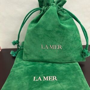 2PC La Mer Drawstring Pouch Velvet Gifting Keepsake Luxury Beauty Lipstick Cases